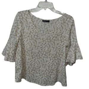 SHEIN Floral Blouse | Tan, White